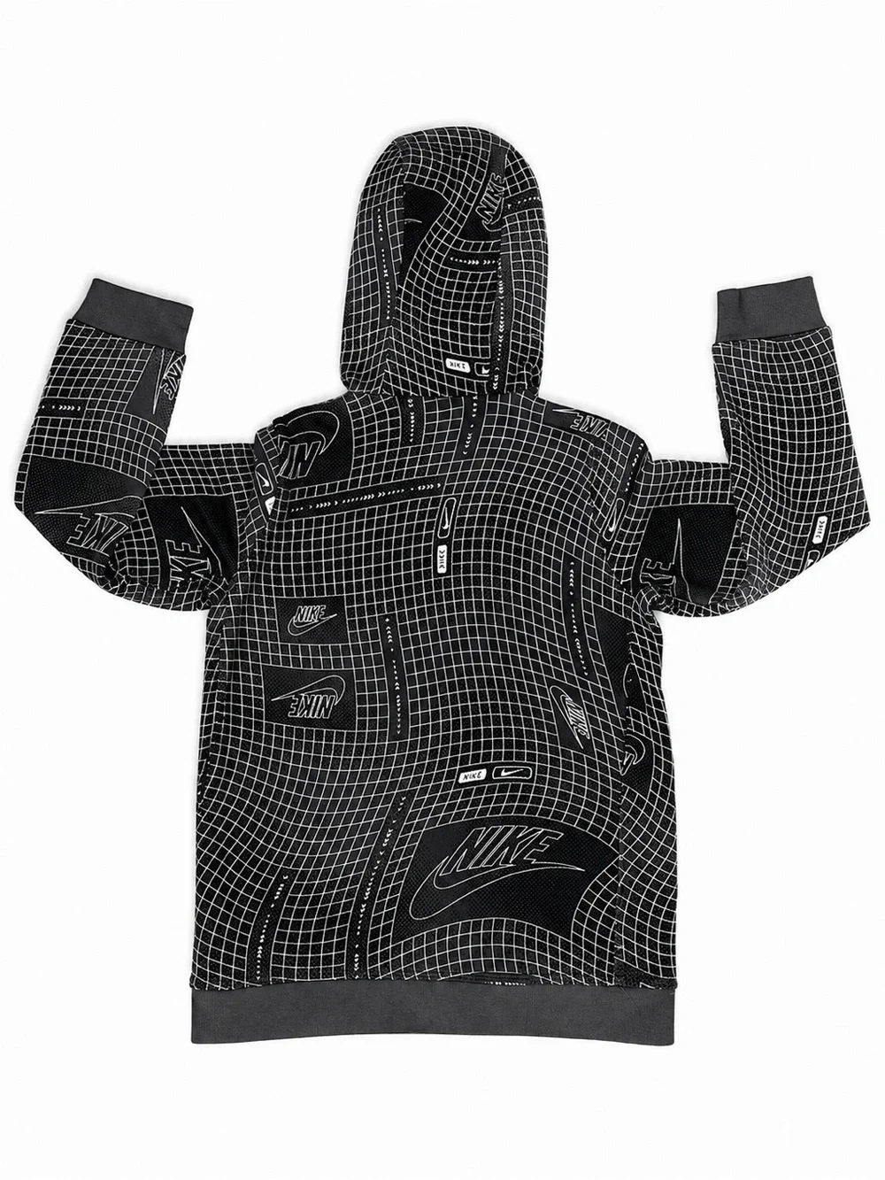 Nike Boys NSW Club Fleece AOP Grid Hoodie Glow In The Dark Size M DX5105-010